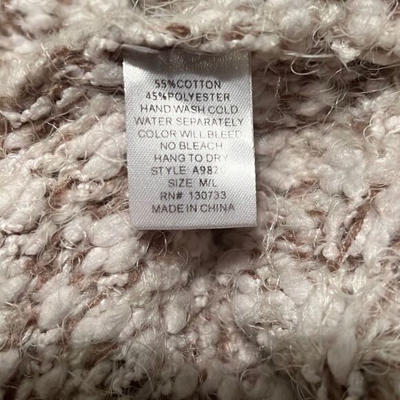 Umgee Women's Taupe Cream Scoop Neck Chunky Popcorn Knit Fringe Sweater Shrug - Picture 7 of 7